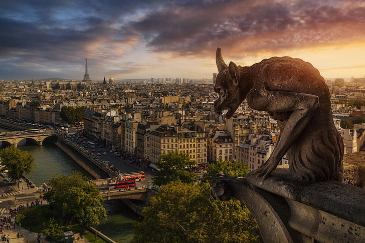 the city, France, Paris, Notre Dame Cathedral, Notre Dame de Paris, HD wallpaper