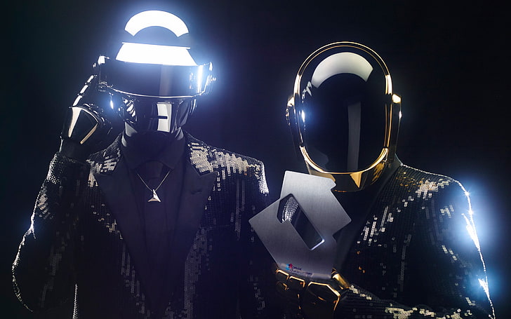 two person illustration, Daft Punk, EDM, music, protective mask - workwear, HD wallpaper