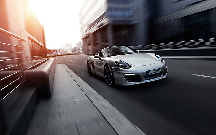 2012 Porsche Boxter by TechArt, silver convertible coupe, cars, HD wallpaper
