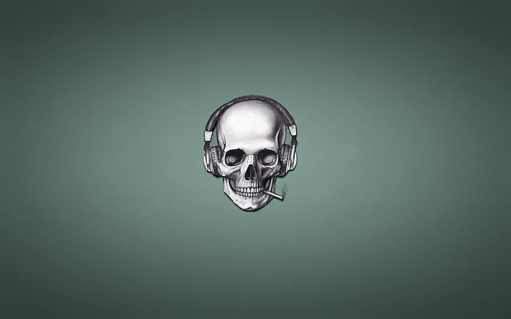 HD wallpaper: gray skull illustration, smoke, headphones, cigarette,  skeleton | Wallpaper Flare