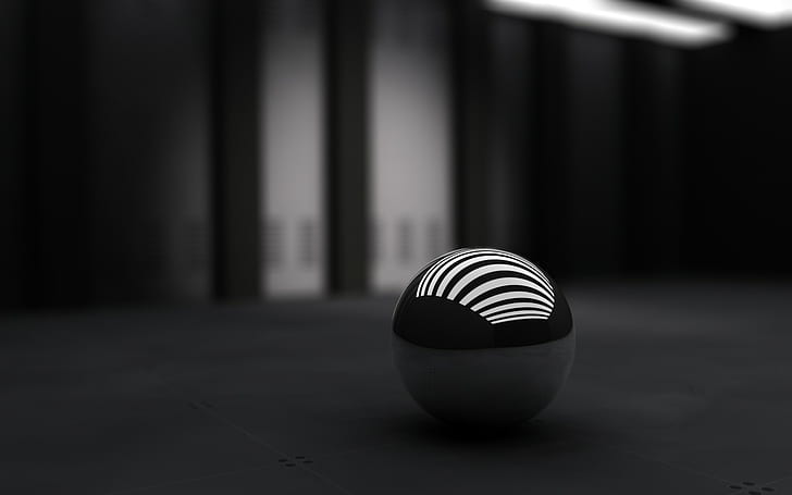 abstract, monochrome, sphere, ball, HD wallpaper
