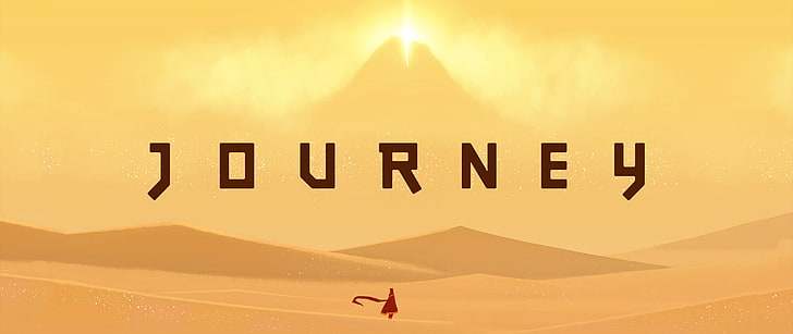 ultra-wide, video games, Journey (game), mountain, yellow, nature