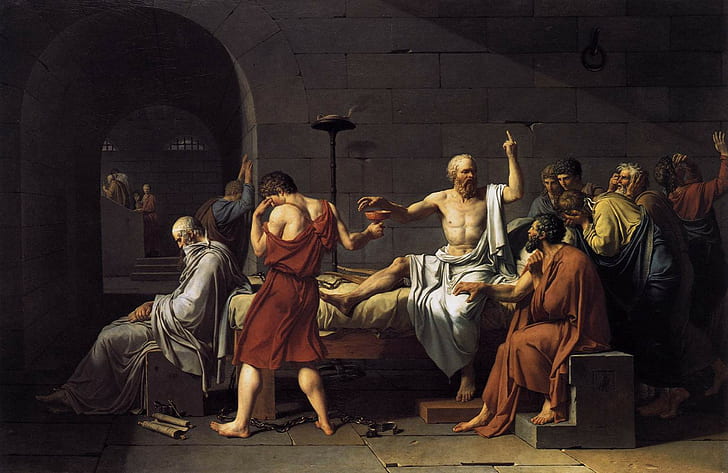artwork, Classic Art, greek philosophers, Jacques Louis David, HD wallpaper