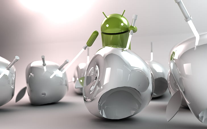 HD wallpaper: Android Cutting Apple, android logo, fantasy android, funny,  android fight | Wallpaper Flare