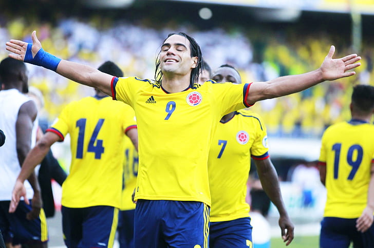 happiness, football, player, goal, glory, Colombia, take, Paraguay