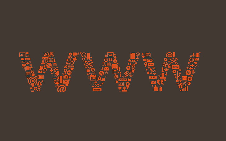 orange and brown www text illustration, web design, internet, HD wallpaper