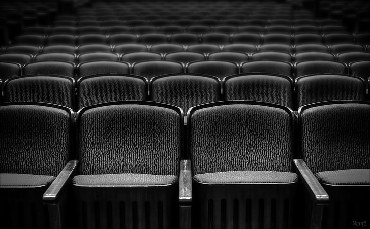 Theater Seats Black and White, Japan, Kobe, canon, tamron, ultrawide, HD wallpaper