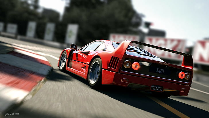 Ferrari f40 supercar, race, red, HD wallpaper