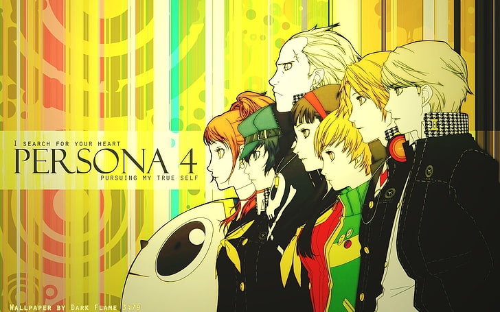 Persona 4, Hanamura Yosuke, Narukami Yu, Satonaka Chie, Amagi Yukiko, HD wallpaper