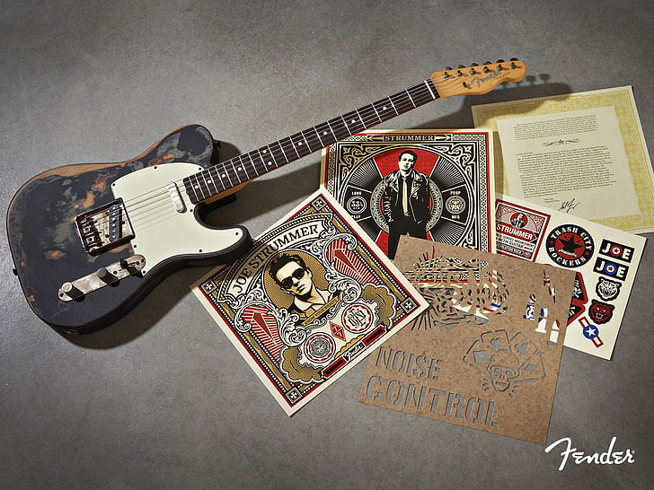 black and white Fender telecaster guitar, Rock, Guitars, music, HD wallpaper