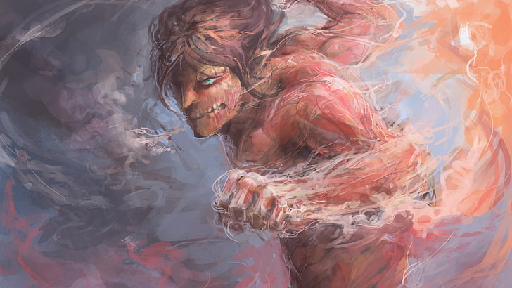 Attack on Titan Eren titan form wallpaper, Shingeki no Kyojin, HD wallpaper