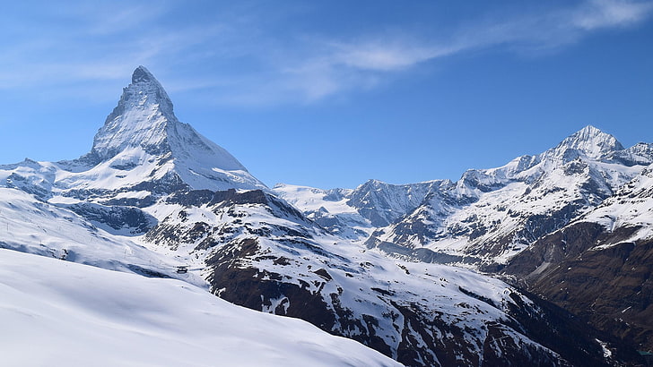 snow, mountains, Matterhorn, winter, cold temperature, scenics - nature, HD wallpaper