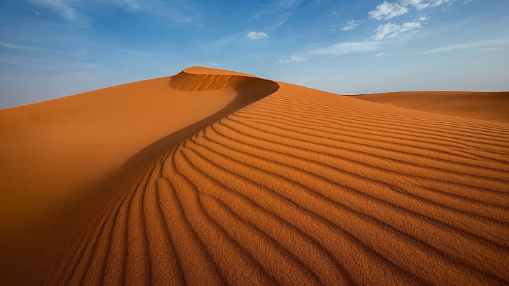 nature, landscape, desert, sand, dune, clouds, shadow, sand dune, HD wallpaper