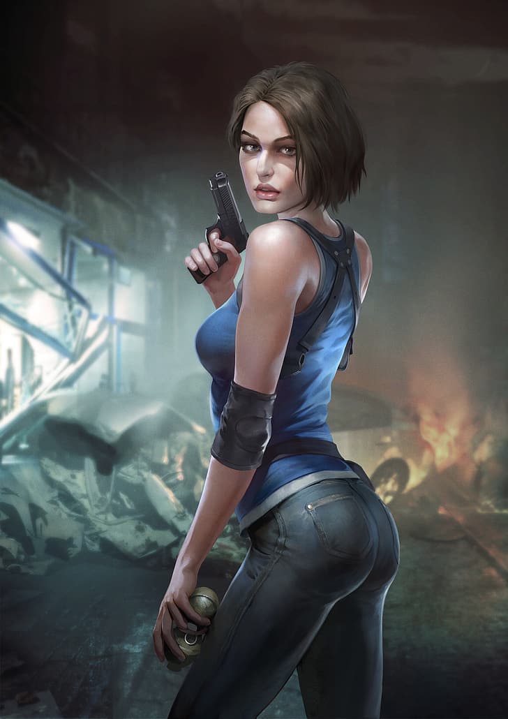 Jill Valentine, Resident evil 3, fan art, video game art, digital art