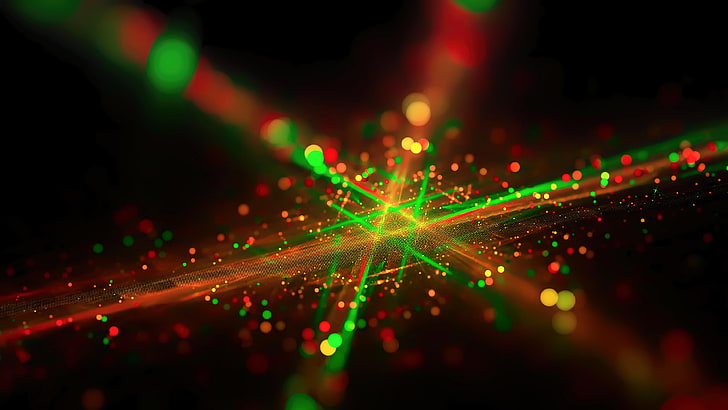 green and red light digital wallpaper, bokeh photograph of laser lights