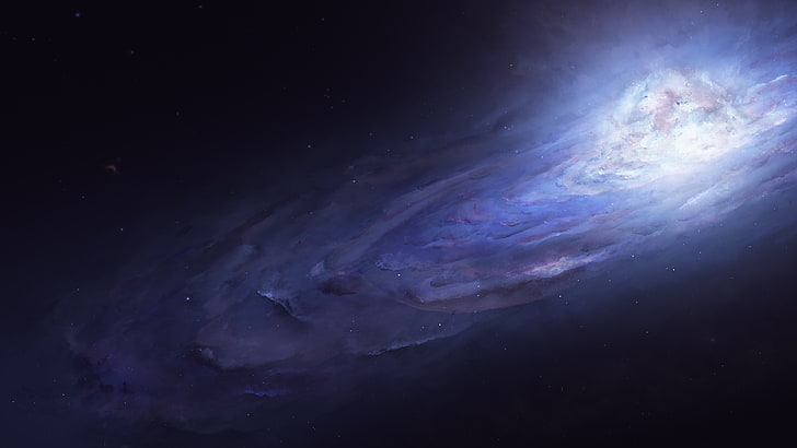 blue and white sky painting, science fiction, space, galaxy, universe