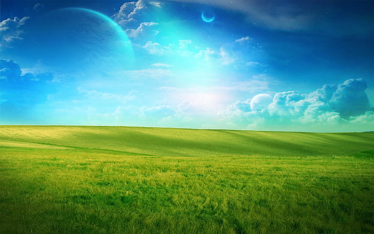 Dreamland HD, green grass field, fantasy, dreamy, HD wallpaper