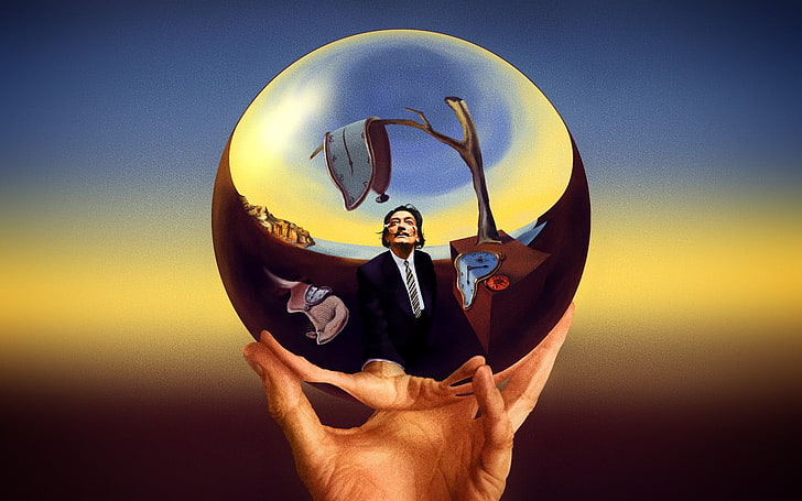 person holding Persistense, digital art, 3D, M. C. Escher, sphere