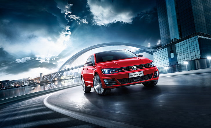 sedan, red, Auto China 2016, Beijing Motor Show 2016, Volkswagen Lamando GTS, HD wallpaper