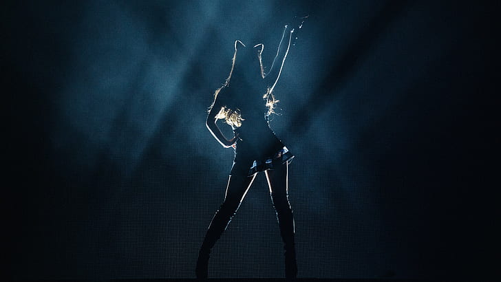 concerts, musician, singer, silhouette, Ariana Grande, stage light