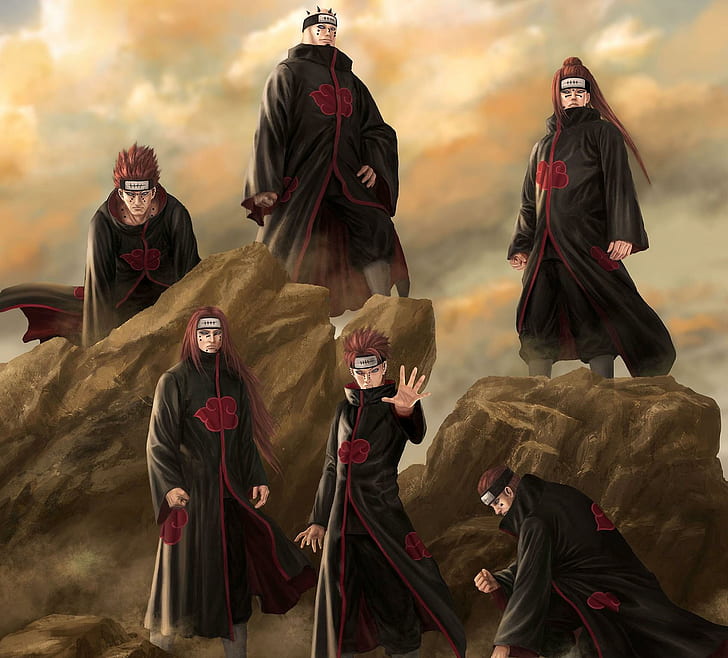 Six Paths of Pain, anime, akatsuki, naruto-shippuuden, male, warrior, HD wallpaper