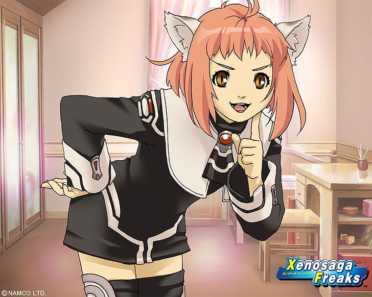 Xenosaga Freaks character digital wallpaper, girl, ears, cat
