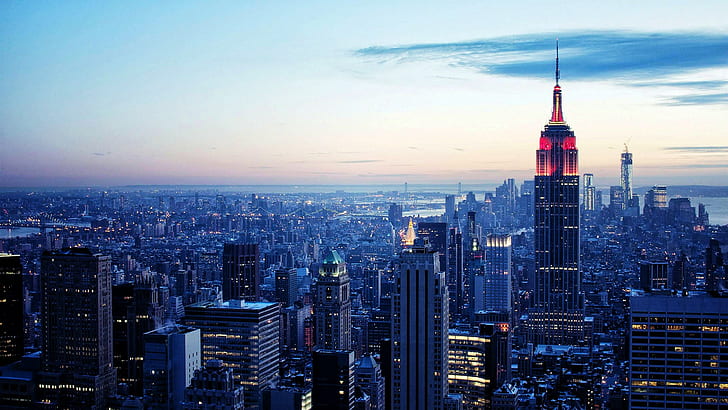 Empire State Building, landscape, architecture, Manhattan, clouds, HD wallpaper