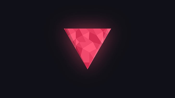 triangle, minimalism, geometry, red, black background, love