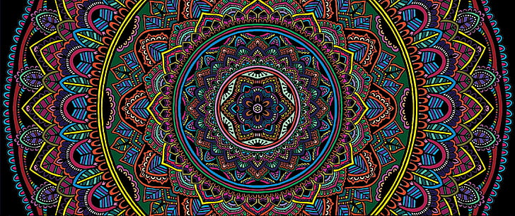 mandala, selective coloring, multi colored, pattern, full frame, HD wallpaper