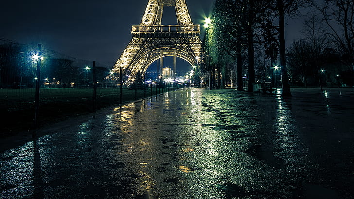 Eiffel Tower Tower Paris Lights Night HD, cityscape