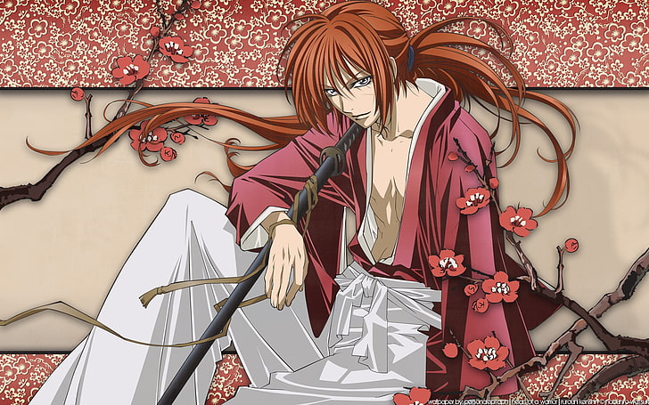 Kenshin Himura, anime, Rurouni Kenshin, anime boys, art and craft