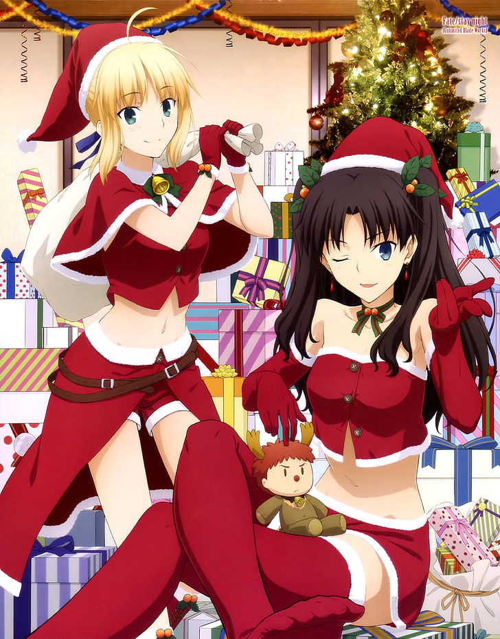 Anime Girls, christmas, Fate, Fate Series, Saber, Stay Night, HD wallpaper