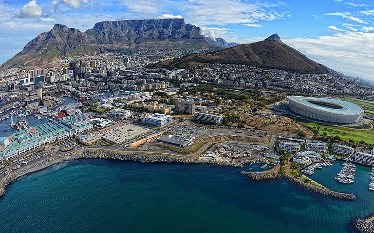 Cities, Cape Town, Cityscape, South Africa, architecture, water, HD wallpaper