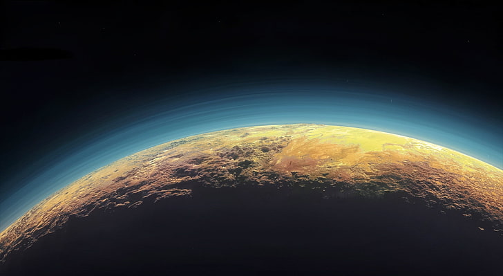 Pluto Horizon, brown planet illustration, Space, nasa, new horizons, HD wallpaper