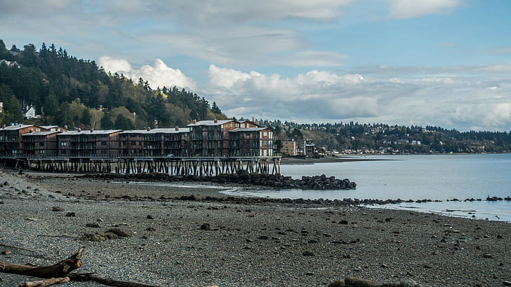 Washington state, Seattle, beach, HD wallpaper