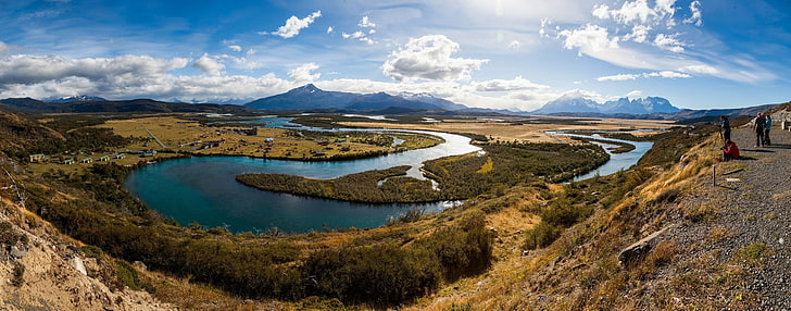 nature, landscape, photography, panoramas, river, mountains