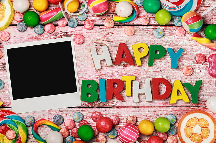 happy birthday clip art, colorful, candy, sweets, multi Colored, HD wallpaper