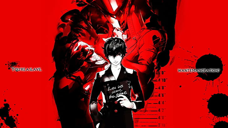 man wearing black and white shirt digital wallpaper, Persona 5