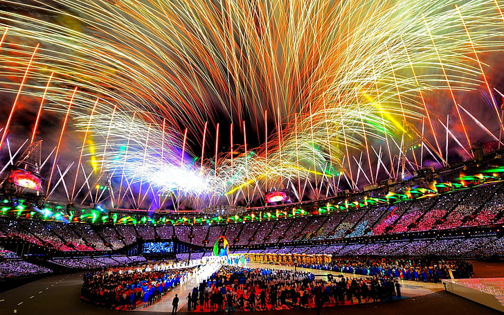 Olympics 2012, fireworks, closing, the stadium, the olympics, HD wallpaper