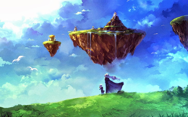 fantasy art, Chrono Trigger, floating island, video games, real people