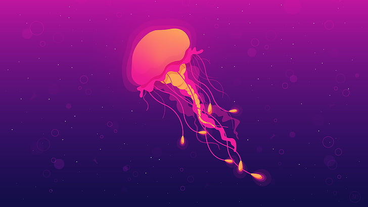 Jellyfish, water, swimming, sea, nature, colored background, invertebrate, HD wallpaper
