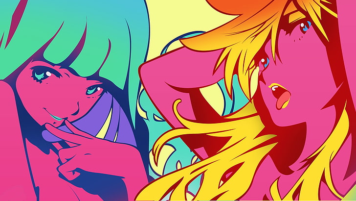 multicolored women wallpaper, anime, colorful, Panty and Stocking with Garterbelt