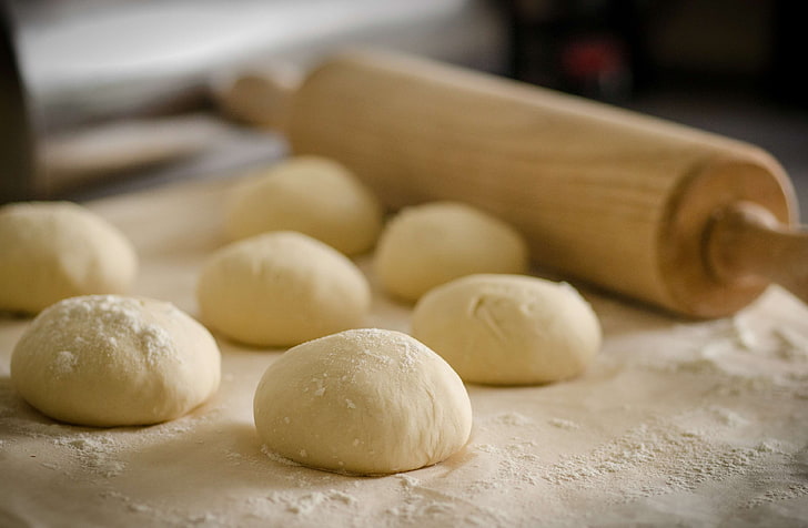 bake, bakery, baking, buns, dough, flour, kitchen, recipe, rolling pin