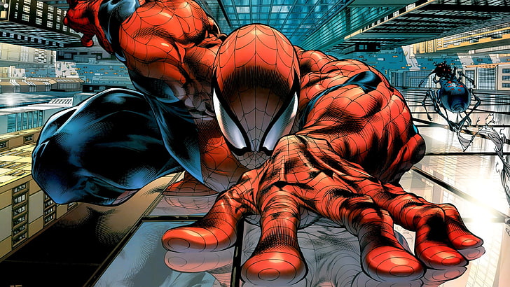 Spider-Man illustration, comic art, Marvel Comics, superhero