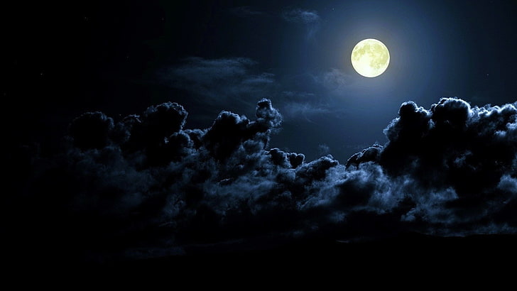 moon  for mac desktop, night, full moon, sky, cloud - sky, space