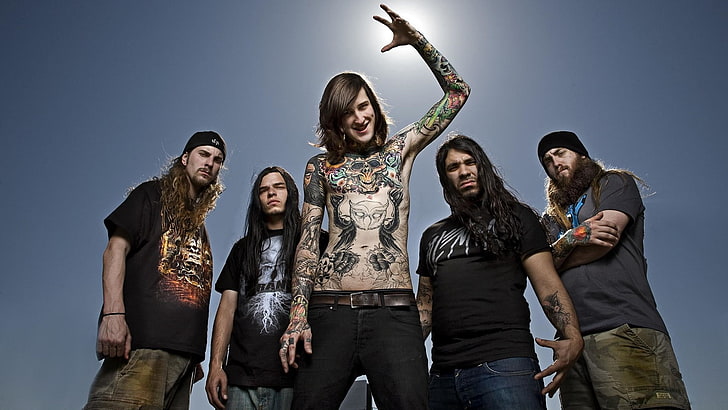 five male band group wallpaper, suicide silence, tattoo, rockers