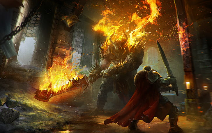 warrior, fantasy art, video games, demon, Lords of the Fallen, HD wallpaper