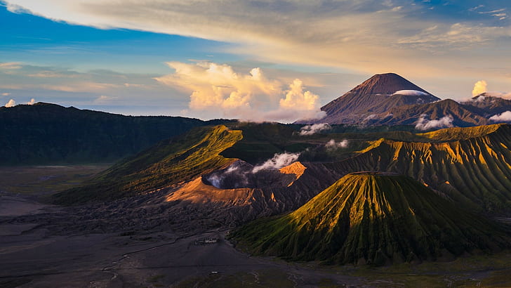 Indonesia, Java, volcanic, green mountain, volcanic caldera complex Tenger, HD wallpaper