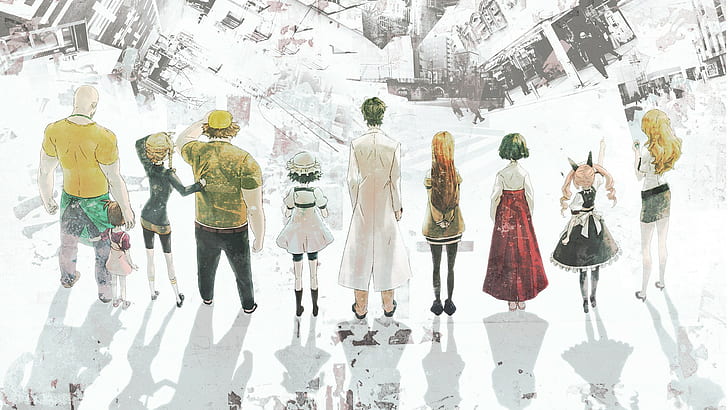 Steins;Gate, looking away, Okabe Rintarou, Shiina Mayuri, Makise Kurisu, HD wallpaper