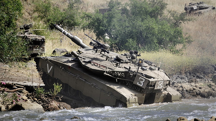 gray battle tank, Merkava Mark IV, Israel, military, day, nature, HD wallpaper